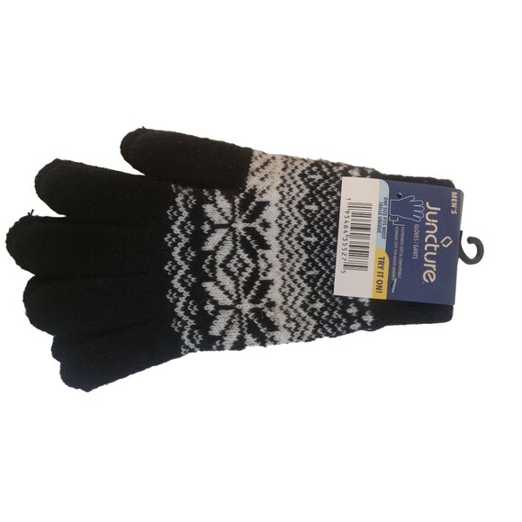Juncture Other - Juncture Gloves Mens Size One Size Black White Snowflake Soft Comfortable